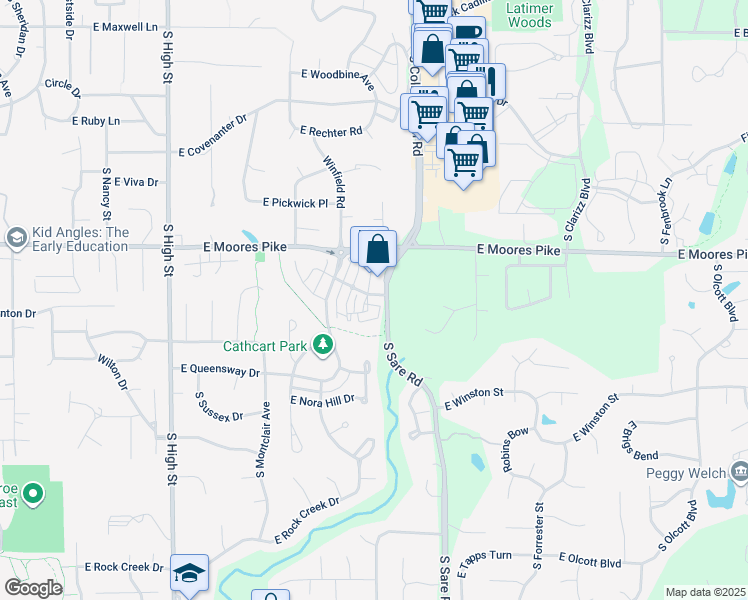 map of restaurants, bars, coffee shops, grocery stores, and more near in Bloomington