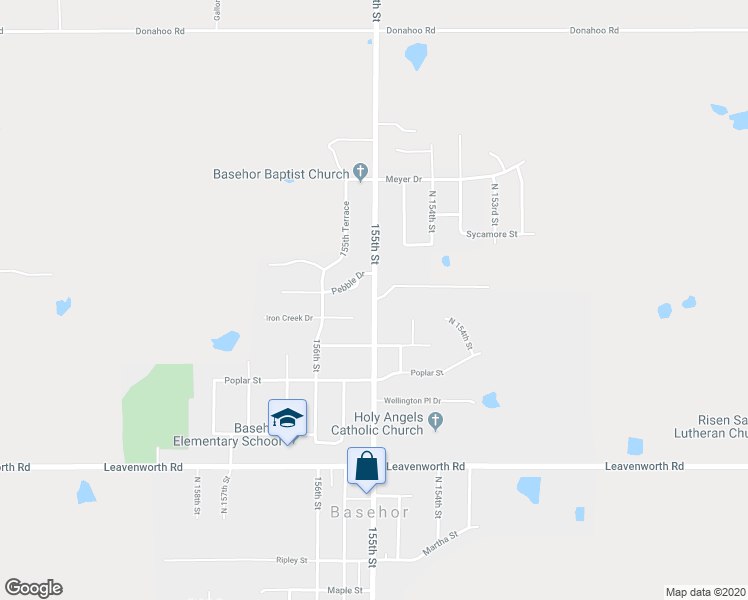 map of restaurants, bars, coffee shops, grocery stores, and more near 3482 155th Street in Basehor