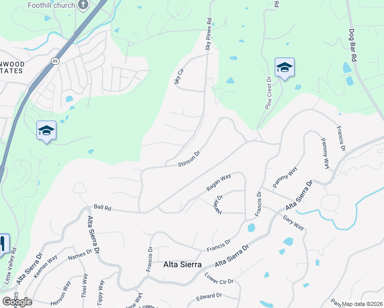 map of restaurants, bars, coffee shops, grocery stores, and more near 15016 Stinson Drive in Grass Valley