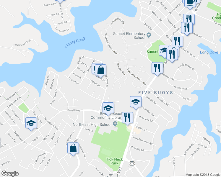 map of restaurants, bars, coffee shops, grocery stores, and more near 8664 Cobscook Harbour in Pasadena