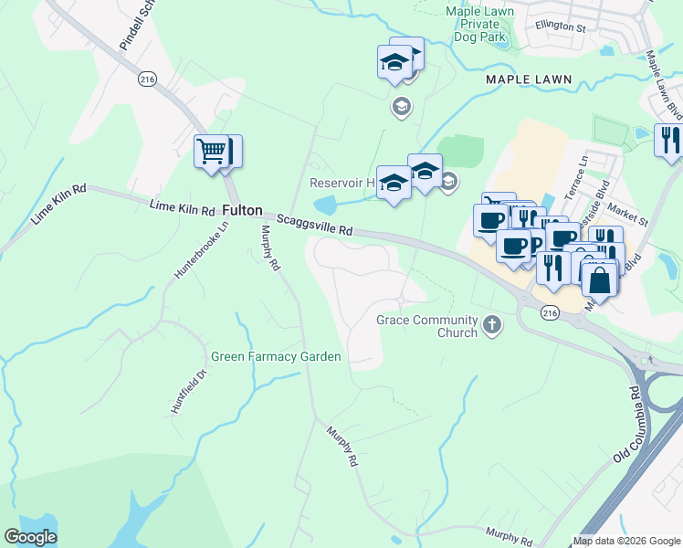 map of restaurants, bars, coffee shops, grocery stores, and more near 11051 Martha Way in Fulton
