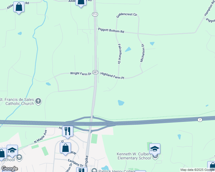 map of restaurants, bars, coffee shops, grocery stores, and more near 16939 Weatherfield Court in Purcellville