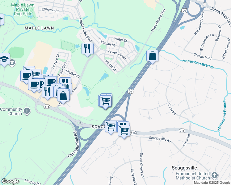 map of restaurants, bars, coffee shops, grocery stores, and more near 10945 Price Manor Way in Fulton