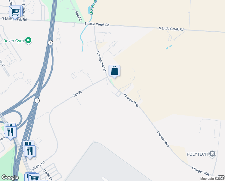 map of restaurants, bars, coffee shops, grocery stores, and more near 16 Wick Street in Dover