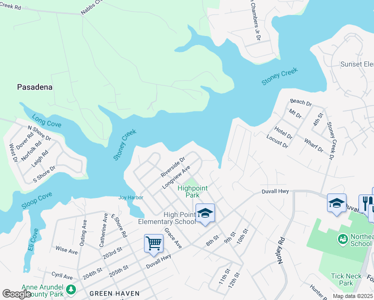 map of restaurants, bars, coffee shops, grocery stores, and more near 840 Riverside Drive in Pasadena