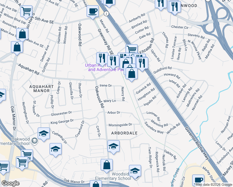 map of restaurants, bars, coffee shops, grocery stores, and more near 101 Independence Avenue Southeast in Washington
