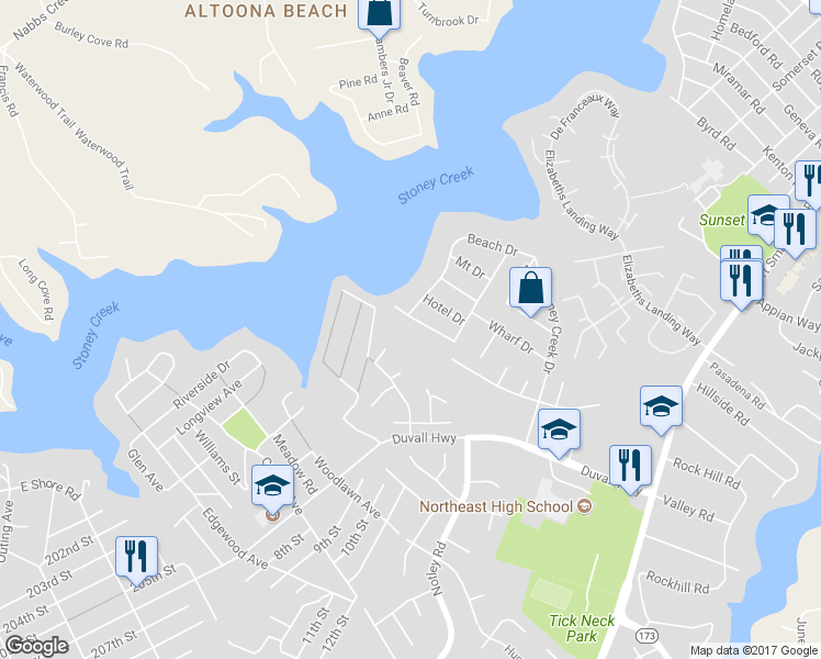 map of restaurants, bars, coffee shops, grocery stores, and more near 1083 Locust Drive in Pasadena