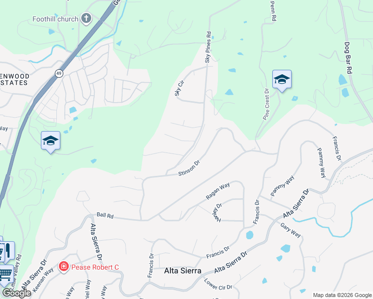 map of restaurants, bars, coffee shops, grocery stores, and more near 11229 Crotty Court in Grass Valley