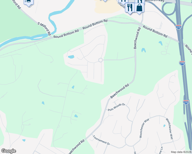 map of restaurants, bars, coffee shops, grocery stores, and more near 5189 Miami Hills Drive in Milford