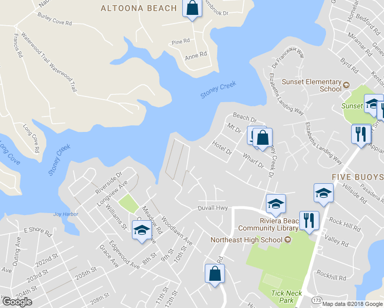 map of restaurants, bars, coffee shops, grocery stores, and more near 7667 Pine Haven Dr in Pasadena