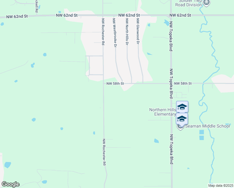 map of restaurants, bars, coffee shops, grocery stores, and more near 5732 Northwest Rochester Road in Topeka