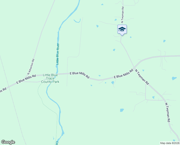 map of restaurants, bars, coffee shops, grocery stores, and more near 22700 East Blue Mills Road in Independence