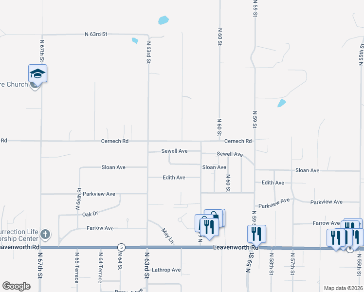 map of restaurants, bars, coffee shops, grocery stores, and more near 6211 Cernech Road in Kansas City