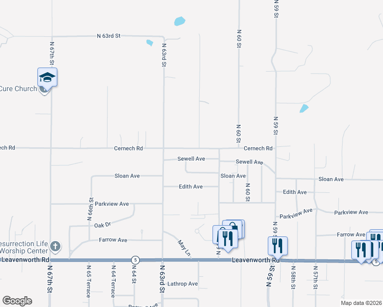 map of restaurants, bars, coffee shops, grocery stores, and more near 6211 Cernech Road in Kansas City