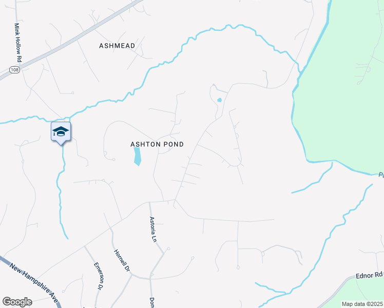 map of restaurants, bars, coffee shops, grocery stores, and more near Tucker Lane in Ashton-Sandy Spring