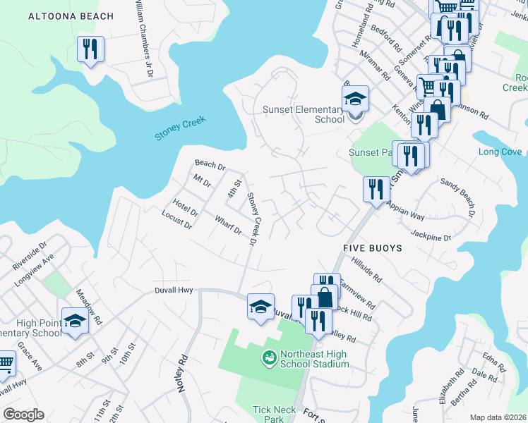 map of restaurants, bars, coffee shops, grocery stores, and more near 8660 Pulpit Harbour in Pasadena