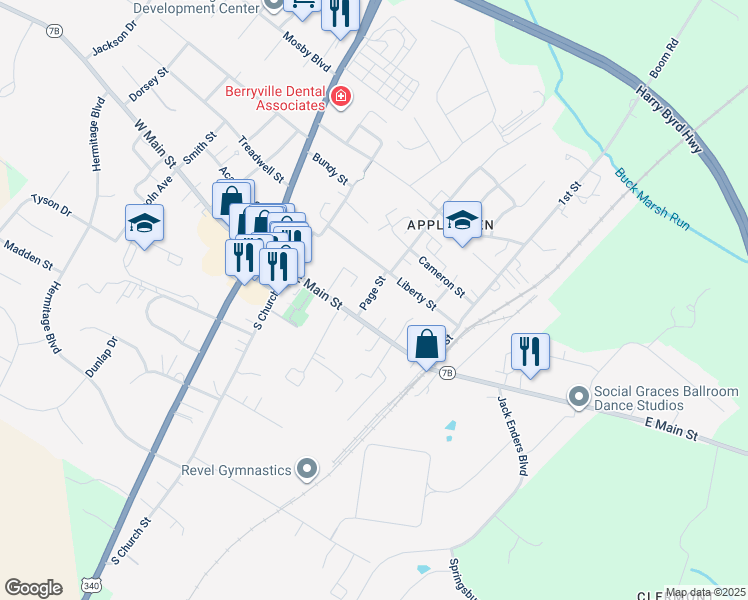 map of restaurants, bars, coffee shops, grocery stores, and more near 1170 Retreat Road in Bluemont
