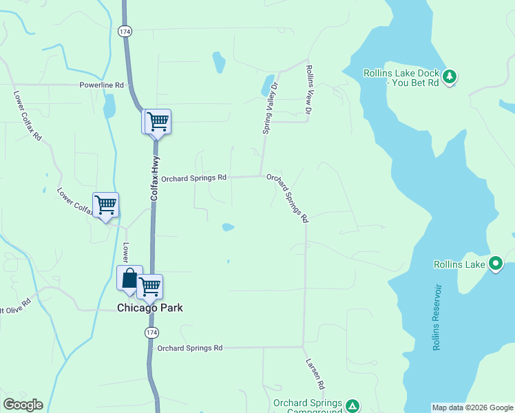 map of restaurants, bars, coffee shops, grocery stores, and more near 15269 Orchard Springs Road in Grass Valley