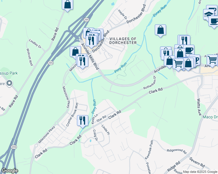 map of restaurants, bars, coffee shops, grocery stores, and more near 1806 Kirklees Way in Hanover