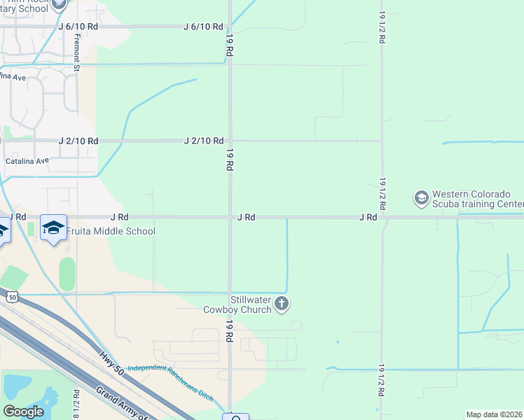 map of restaurants, bars, coffee shops, grocery stores, and more near 1904 J Road in Fruita