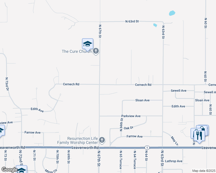 map of restaurants, bars, coffee shops, grocery stores, and more near 6623 Cernech Road in Kansas City