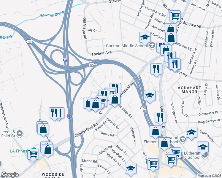 map of restaurants, bars, coffee shops, grocery stores, and more near 322 Johnson Farm Lane in Glen Burnie