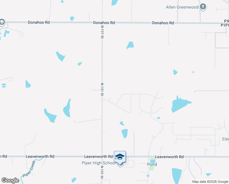 map of restaurants, bars, coffee shops, grocery stores, and more near 3443 North 131 Street in Kansas City