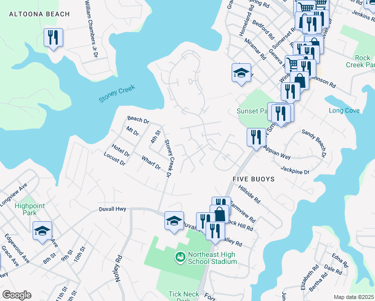 map of restaurants, bars, coffee shops, grocery stores, and more near 1042 Cape Splitt Harbour in Pasadena