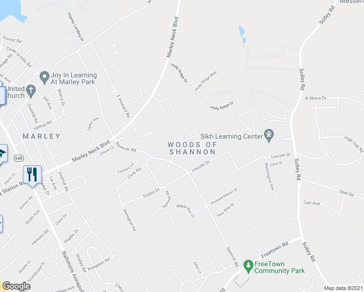 map of restaurants, bars, coffee shops, grocery stores, and more near 349 Beaghan Drive in Glen Burnie