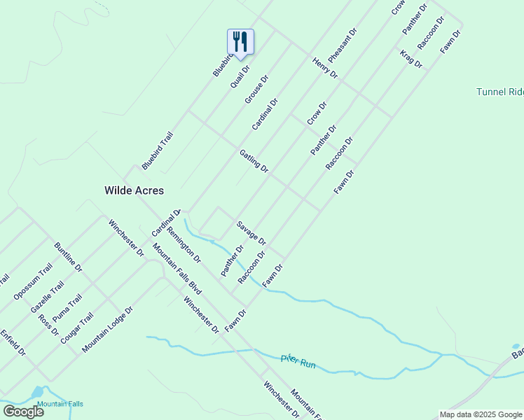 map of restaurants, bars, coffee shops, grocery stores, and more near 411 Panther Drive in Winchester