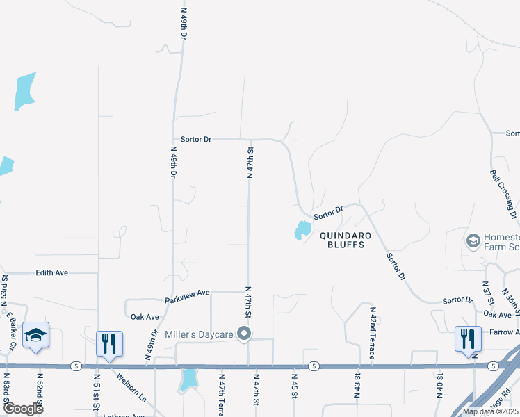 map of restaurants, bars, coffee shops, grocery stores, and more near 3493 North 47th Street in Kansas City