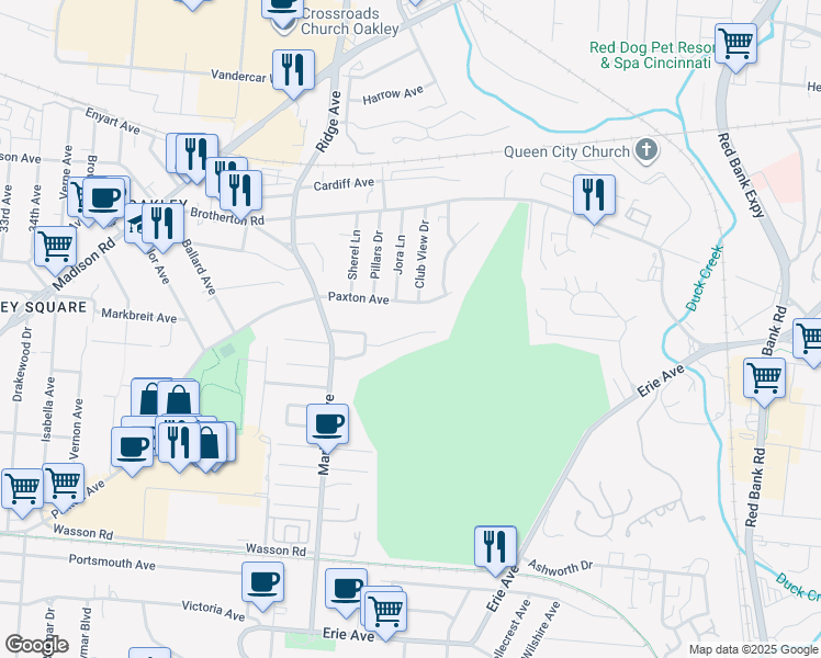 map of restaurants, bars, coffee shops, grocery stores, and more near 3533 Rawson Place in Cincinnati