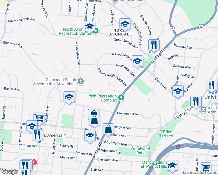 map of restaurants, bars, coffee shops, grocery stores, and more near 700 Chalfonte Place in Cincinnati