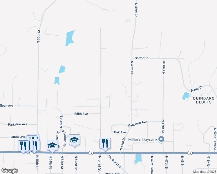 map of restaurants, bars, coffee shops, grocery stores, and more near 3501 North 51st Street in Kansas City