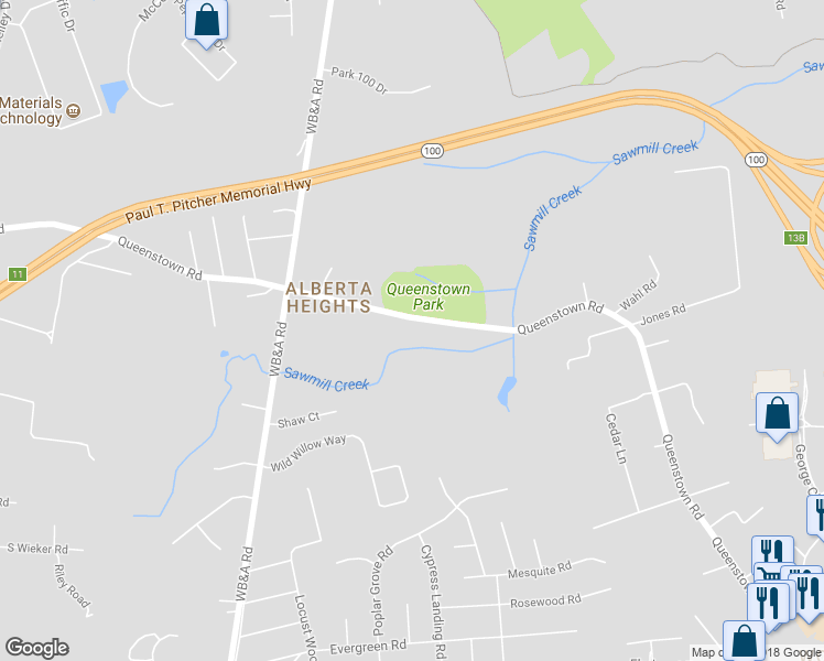 map of restaurants, bars, coffee shops, grocery stores, and more near 607 Queenstown Road in Severn