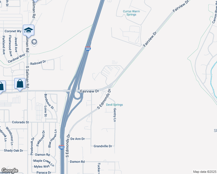 map of restaurants, bars, coffee shops, grocery stores, and more near 1920 South Edmonds Drive in Carson City