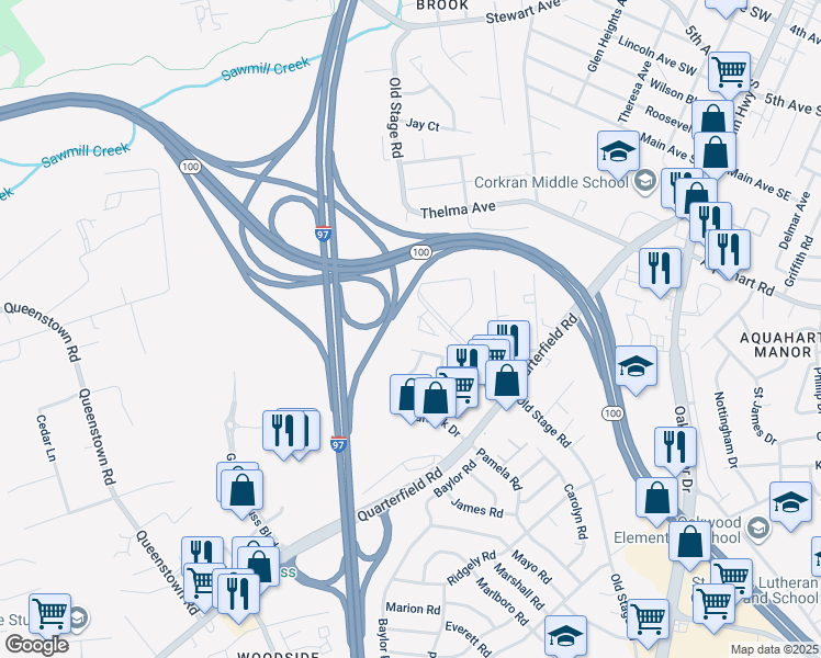 map of restaurants, bars, coffee shops, grocery stores, and more near 1024 Wisdom Court in Glen Burnie
