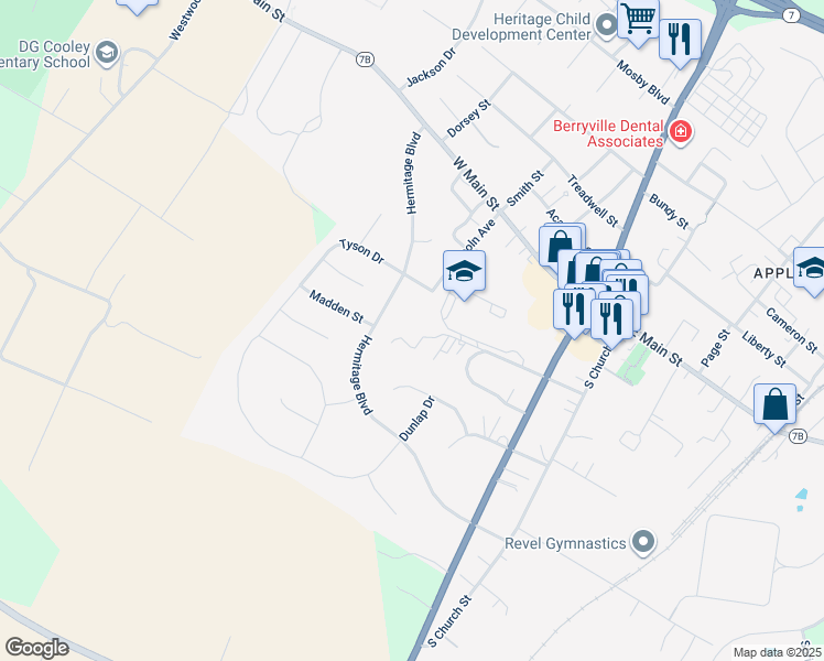map of restaurants, bars, coffee shops, grocery stores, and more near 581 Glebe Lane in Berryville
