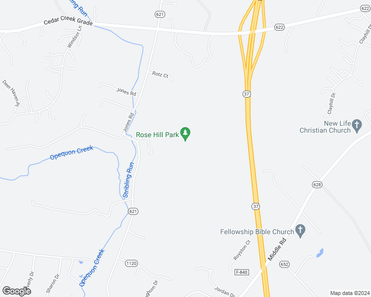 map of restaurants, bars, coffee shops, grocery stores, and more near 1985 Jones Road in Winchester