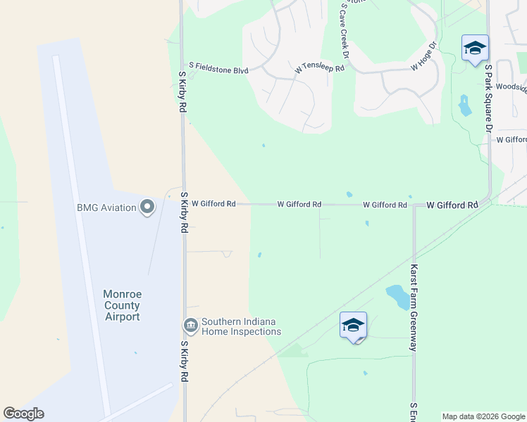 map of restaurants, bars, coffee shops, grocery stores, and more near 4900-5998 West Gifford Road in Bloomington