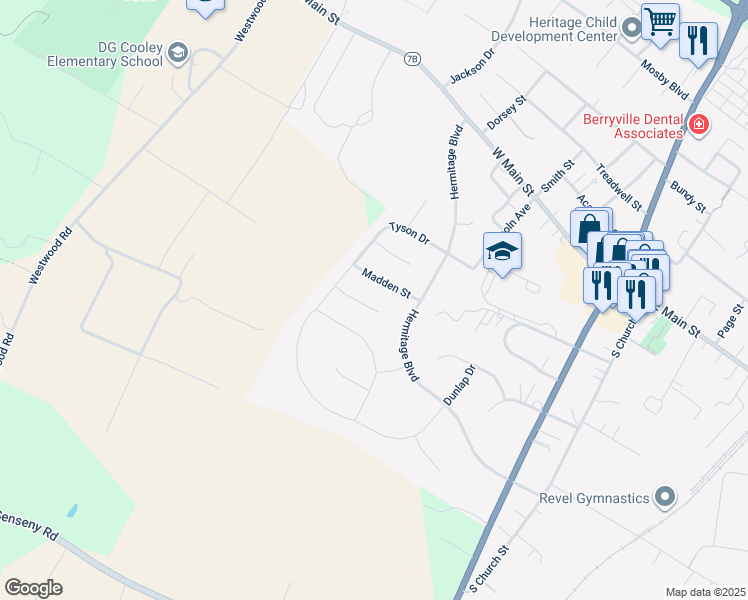 map of restaurants, bars, coffee shops, grocery stores, and more near 2118 Castleman Road in Berryville