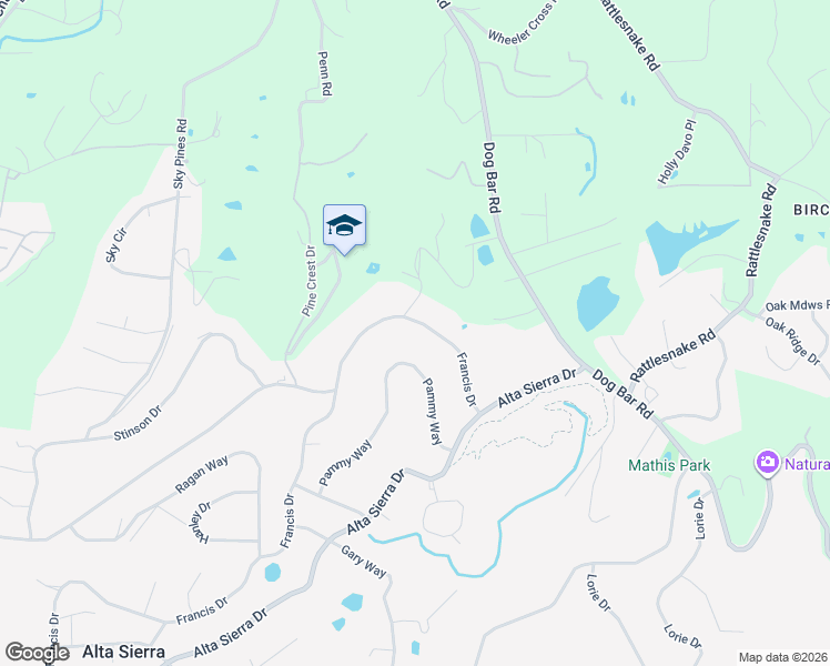 map of restaurants, bars, coffee shops, grocery stores, and more near 12735 Francis Drive in Grass Valley