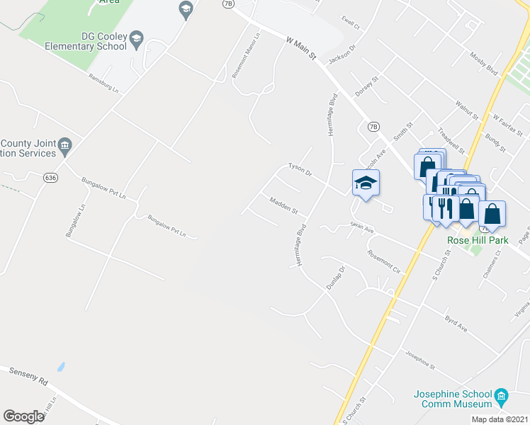 map of restaurants, bars, coffee shops, grocery stores, and more near 416 Montgomery Court in Berryville