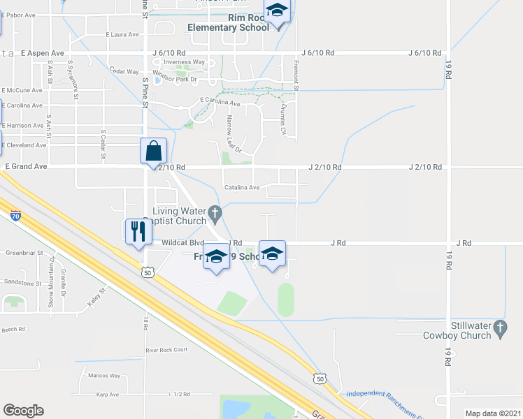map of restaurants, bars, coffee shops, grocery stores, and more near 1409 Bobcat Way in Fruita