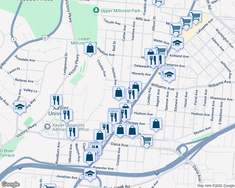map of restaurants, bars, coffee shops, grocery stores, and more near 1819 Mentor Avenue in Cincinnati