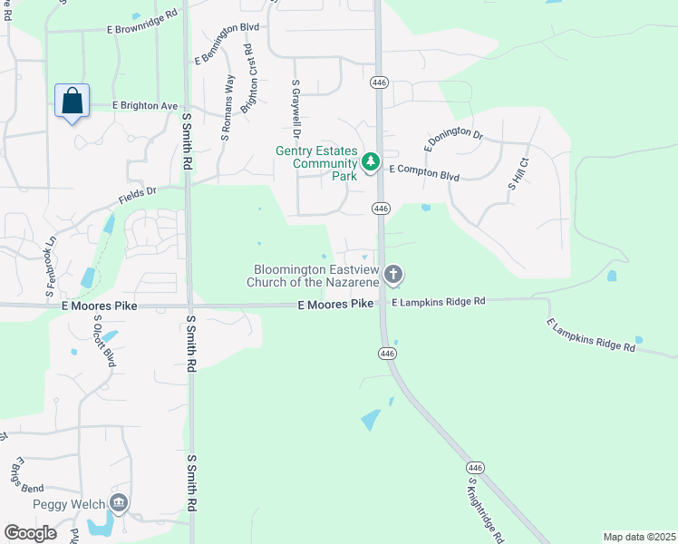 map of restaurants, bars, coffee shops, grocery stores, and more near 1310 South Hearthstone Court in Bloomington