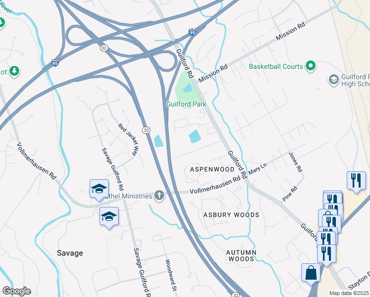 map of restaurants, bars, coffee shops, grocery stores, and more near 8948 Carroll Heights Avenue in Jessup