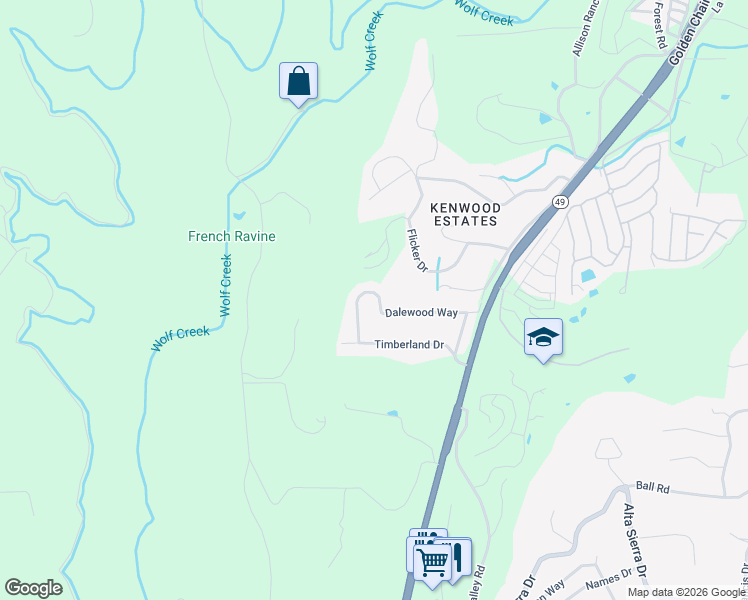 map of restaurants, bars, coffee shops, grocery stores, and more near 10265 Dalewood Way in Grass Valley