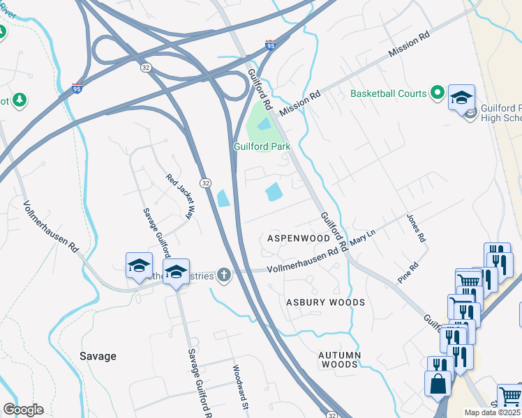 map of restaurants, bars, coffee shops, grocery stores, and more near 8948 Carroll Heights Avenue in Jessup