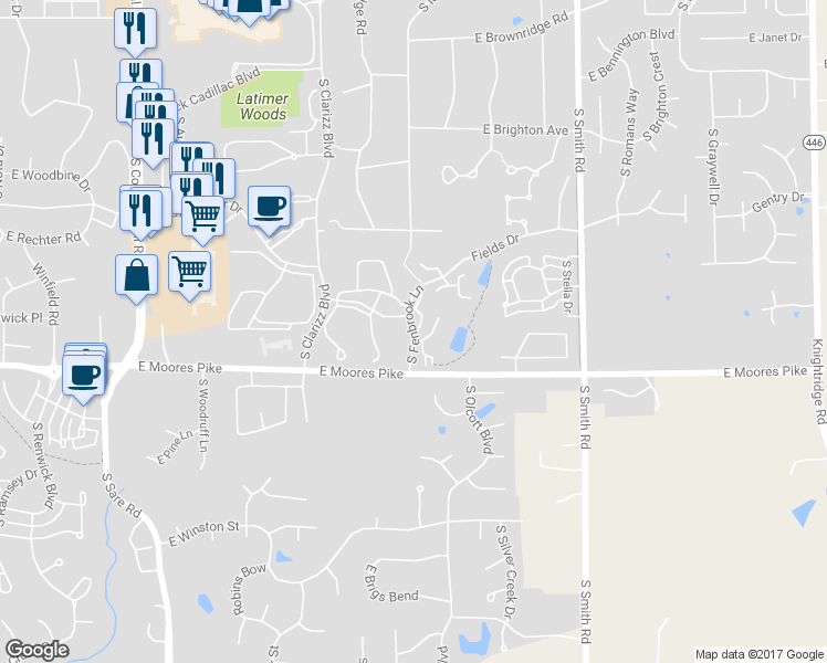 map of restaurants, bars, coffee shops, grocery stores, and more near 400 E 3rd St, Ste 5 in Bloomington